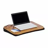 Relaxdays Laptopkissen Bambus, abnehmbares Kissen, Tragegriff, Laptop Unterlage BxT: 51 x 37 cm (bis 22 Zoll), Natur