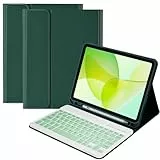 Tastatur Hülle für iPad Air 11'(M4/M3/M2) 2024-2026/iPad Air 5 Gen 2022/Air 4 Gen 2020 10.9'', Schutzhülle mit Stifthalter & Auto Wake and Sleep, Kabellose Tastatur für iPad Pro 11 2018(Dunkelgrün)