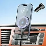 MAGJIEYX für Magsafe Autohalterung mit Ladefunktion, 15W Schnellladen Handyhalterung Auto CD Schlitz mit QC 3.0 Autoladegerät Starke Magnetkraft für iPhone 16 15 14 13 12 Serie Auto Zubehör Schwarz