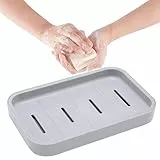 1 Stück Seifenschale,Seifendose,Seifenschale Klein,Seifenschale mit Abtropfschale,Seifenschale mit Ablauf,Seifenschalen,Seifenschale Kunststoff,mit Deckel,für Seife,Schwämme (Grau)