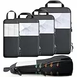 Cozary Koffer Organizer Packing Cubes Compression 4 Stück - Packwürfel mit hohem Fassungsvermögen, Travel Essentials Kofferorganizer FüR HandgepäCk Koffer Und Rucksack - Schwarz