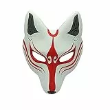 YangYong Kitsune Fuchsmaske für Halloween Maskerade Party, Kabuki PU Masken für Kostüm