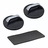 Relaxdays Liegestützgiffe, 2er Set, drehbar, Kniematte, Home Workout, Gymnastik & Callisthenics Oberkörpertrainer, grau