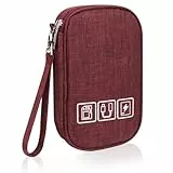 Skycase Kabeltasche,Elektronische Tasche Elektronikzubehör Organizer Tragbare Kabelorganizer,Reise Kabel Etui Organizer Tasche für Elektronische,USB Sticks,Powerbank,SD-Karte,Ladekabel,Rot