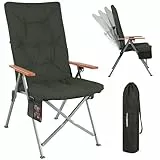 Homecall Campingstuhl Faltbar 150kg Belastbar Hochlehner Luxus Klappstuhl Camping Stuhl mit 4 Positionen Verstellbar mit 4,5cm Dicke Gepolstert Angelstuhl für Garten Balkon Wohnmobil (1, Dunkelgrau)