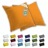 Lavea® 2er Set Kissenbezug 65x65, Kissenhülle Sparpack, 100% Baumwolle Jersey, Kissenbezug Baumwolle, Kissenbezüge 2 Stück, Oeko-Tex Zertifiziert, YKK-Reißverschluss, Hautfreundlich, Abendrot