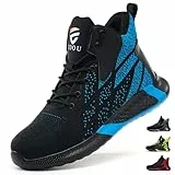 PAQOZKC Sicherheitsstiefel Leicht Herren Damen Arbeitsschuhe Hoch Stahlkappe Atmungsaktiv Sicherheitsschuhe rutschfest Stahlkappenschuhe 8081/blau 41
