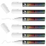 WISYOK 6pcs Kreidestifte, Kreidemarker Weiss, Whiteboard Marker Weiß, Weißwandstifte, Flipchart Stifte, Whiteboard Stifte, Kreidestifte für Tafel Abwaschbar - Wendespitze 6mm