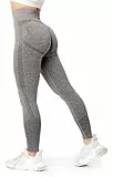 Bellivalini Sport Leggings Damen High Waist Push Up Scrunch Fitness Seamless Figurformend BLV50-254 (Graphite Melange, S)