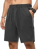 Wayleb Shorts Herren Sommer Bequem Weich Freizeit Hose Kurz Zuhause Relax Urlaub, Dunkelgrau-B 3XL