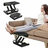 Vhelyom Fußstütze Pro | Massagerolle & Perlen | für Auto, Untertisch, Zuhause, Zug, flexible Höhenverstellung | (schwarz)