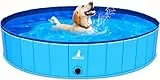Pourbibi Hundepool fur Große Hunde, Faltbare Hund Schwimmbecken Hundebadewanne, rutschfest Dog Pool Planschbecken für Kinder und Hunde, 120 x 30 cm
