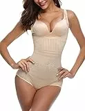Nieery Shapewear Damen Bauch Weg Unterwäsche Korsett Haken Stark Figurformender Bodys Nahtlose Shaper Taillenformer Shaping Bodysuit Aprikose L