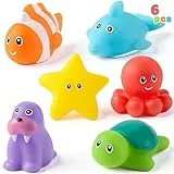 JOYIN 6 Stück Meerestier-Badespielzeug – versiegelte, Schimmelfreie Badewannenspielzeuge Ab 1 Jahr, Ungiftige, Weiche Wasserfahrzeuge für Jungen und Mädchen, Schwimmend & ideal für Bad und Pool