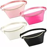 Hillban 4 Stück Preppy Gürteltaschen Tasche Verstellbare Nylon Bauchtaschen Tasche Wasserabweisend Klassische Hüfttasche Tasche für Reisen Damen Herren Kinder Mädchen, Schwarz, Rosa, Einheitsgröße