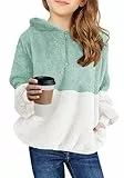 Imily Bela Kinder Mädchen Kapuzenpullover Fleece Hoodies Sherpa Pullover Teddy Sweatshirt Langarm Pulli mit Tasche (Grün, 150/11-12 Jahre)