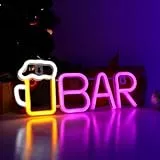 ENUOLI Bar Neonschilder, Bier Neonschilder für Wanddekoration Bier Lichter mit USB/Batterie für Schlafzimmer LED Schild Dekor Ästhetik für Bar Pub Club Wohnzimmer Bistro Party Dekor (Pink)
