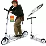 Welmotive Scooter Kinder Erwachsene, Tretroller klappbar, Cityroller faltbar, höhenverstellbarer Lenker, Roller mit Ständer, leicht, stabil, bis 100 kg belastbar, Kick Scooter, weiß