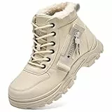 Yeeteepot Damen Schneestiefel, warme Winterstiefel, Pelzfutter, Stiefeletten, Schnürstiefel, Outdoor-Stiefel, rutschfeste Sneaker, wasserdichte Wanderschuhe, Braun, 39.5 EU