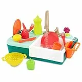 B. toys - Splash-n-Scrub-Spülbecken - Spülbecken-Spielset - Spielzeug-Küchenspüle - Wasserhahn & fließendes Wasser, Geschirr, Spielnahrung - Pretend Play Set für Kinder - 3 Jahre +