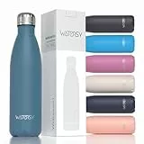 WATERSY Trinkflasche Edelstahl 500 ml, Thermosflasche BPA-Frei Thermo Trinkflaschen Kalt&Warm Auslaufsicher Metall,Wasserflasche Doppelwandig Sport für Gym, Fahrrad, Sprudel