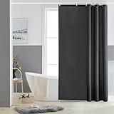 Furlinic Duschvorhang Textil Anti-schimmel Wasserdicht Waschbar Badvorhang aus Polyester Stoff Dunkelgrau 120x200cm mit 8 Duschvorhangringen.