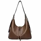 Myhozee Damen Umhängetasche PU Leather Tote Bag Shoulder Bag Vintage Hobo Bag Handtasche Schultertasche Reißverschlusstasche with Adjustable Strap für den Weg zur Arbeit, Reisen und Verabredungen