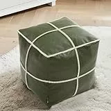 Louis Donné 45 x 45 cm ungefüllter Sitzhocker, Ottomane, marokkanische Poofy-Ottomane, Fußstütze, quadratisch, Kunstleder, Fußhocker mit Stauraum, wasserdicht, einfache Reinigung für Wohnzimmer (nur