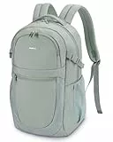 ECOHUB Handgepäck Rucksack für Damen, Laptop Rucksack 15,6 Zoll, Wasserabweisend Casual Daypack, 28L Tagesrucksack mit 12 Fächern für Arbeit(Grün-1)