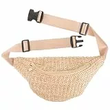 Amosfun Sommer GüRteltasche Damen Imitation Stroh Gewebte Bauchtasche Kleine Crossbody Tasche FüR Outdoor Wandern Fahrrad Strand Geschenk