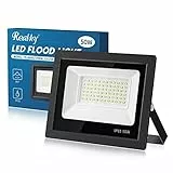 Realky 50W LED Strahler, LED Strahler Außen 72LEDs Solarleuchten IP65 Wasserdichte 5000LM Außenstrahler 6500K Fluter Kaltweiß Scheinwerfer für Garten, Innenhöfe, Garagen