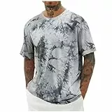 KOG T-Shirts für Herren Sommer T Shirt Kurzarm Kleidung Grafik Lose Baumwolle Oberteil Tops Fashion Tshirt Teenager Business Top Grau 5XL
