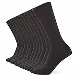 FM London 10er-Pack Einfarbige Herrensocken - Bequeme anthrazitfarbene, marineblaue und schwarze Socken für Herren