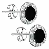 Micory Schwarz Ohrringe Silber 925 Damen Hypoallergen Runde Ohrstecker,für Schmuck Geschenke Damen Mama Freundin
