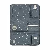 LÄSSIG Autoorganizer Autorücksitzorganizer Rücksitztasche für Auto zum Hängen zusammenklappbar/Car Wrap-to-Go Happy Prints Dunkelblau