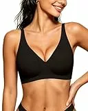 HORISUN Tiefer V Ohne Bügel BH für Damen, Komfort Nahtloser Bralette Sanftem Halt Jelly BHS für Große Brüste Soft Gepolstert T-Shirt BH (Schwarz-Tiefer V-Ausschnitt M)