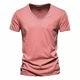 T-Shirt für Herren Baumwolle Bluse Sport Shirt, Atmungsaktives Outdoor T-Shirt mit Rundhals, Fahrradreisen, Wandern & Trekking Sommer Casual Basic Shirt Einfarbig Kurzarm Oberteile Rundhals