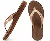 ONCAI Damen Zehentrenner Sommer Sport Flip Flops Schwimmbad Strand Plattform Sandalen Badelatschen Gummifußbett Braun Größe 39