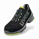 Uvex 1 gelochter Halbschuh, Sicherheitsschuhe S1 SRC, Arbeitsschuhe für Damen & Herren, Schwarz/Lime - Gr. 42