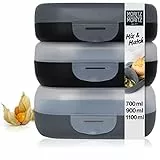 Moritz & Moritz 3x Brotdose mit Fächern - Lunchbox in drei Größen 700ml, 900ml, 1100ml - Dezente Brotzeitbox für Kinder & Erwachsene - Vesperbox Spülmaschinengeeignet & BPA-frei