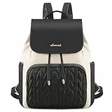 LOVEVOOK Rucksack Damen Klein, Elegant Backpack Women Kleiner Cityrucksack Rucksackhandtaschen Modern, Mini Rucksack Tasche 2 in 1 Tagesrucksack für Freizeit Reisen Schule Arbeit, Schwarz Beige