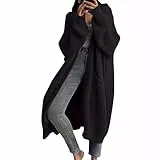 Generisch Strickjacke Damen Lang Schwarze Steppjacke Kurz Wollstrickjacke Strickjacken für Cardigan Schwarz Winter M