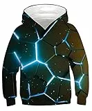Goodstoworld Pullover Jungen Pulli Kinder Jungen 3D Silber Lava Hoodie Sweatshirt Mädchen Kapuzenshirt Kapuzenpullover Coole Pulli 9-11 Jahre