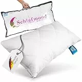 Schlafmond Medicus Clean Kopfkissen 40 x 80 cm - Allergiker Kissen mit Hohlfaserkugel Kissenfüllung – Baumwoll Steppkissen 40x80 – Waschbar bis 95 Grad - Made in Germany
