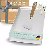 𝗛𝗔𝗩𝗘𝗡𝗛𝗔𝗨𝗦 Plancha Grillplatte Edelstahl [40x30cm] I Massive Grillplatte 4mm Plancha Grillplatte Gasgrill & Kohlegrill I Edelstahl Plancha 100% verzugsfrei I Edelstahlplatte Grill 4.2kg schwer
