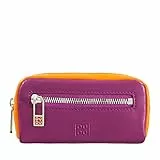 DUDU Bunte Unisex Schlüsseltasche in echtem Kalbsleder Fuchsia