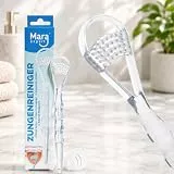 MARA EXPERT Zungenreiniger PROFESSIONAL für SICHERER ATEM, Zungen-Bürste & Schaber in 1, entfernt bakterielle Zungenbeläge & reinigt die Zunge gründlich und sanft. Farben: Blau, rot, transparent