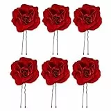 Beaupretty Retro Haarschmuck U-Förmige Haarnadeln Rote Rosen Haarstäbchen Für Braut Und Brautjungfer Hochsteckfrisur Hochzeit Accessoires