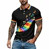 QJDFLL 2026 Polo Shirts for Men Adult Herren Polohemd mit Monatsdruck Bequemes Oberteil Spezialmaterialmix Sportliche Passform für Den Alltag (Black, L)