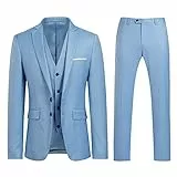 YOUTHUP Anzug Herren 3 Teilig Anzüge Slim Fit 2-Knopf Herrenanzug Modern Formell Sakko Weste Hose für Business Hochzeit, Azurblau, XL